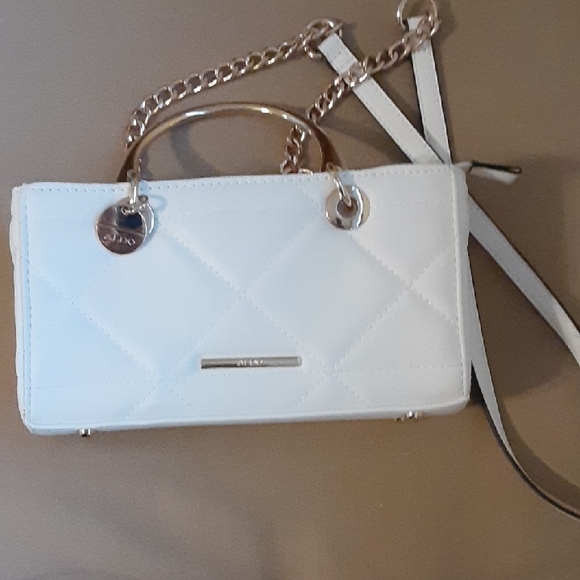 Aldo Handbags - Aldo White Quilted Satchel with Gold Chain and Top Handle